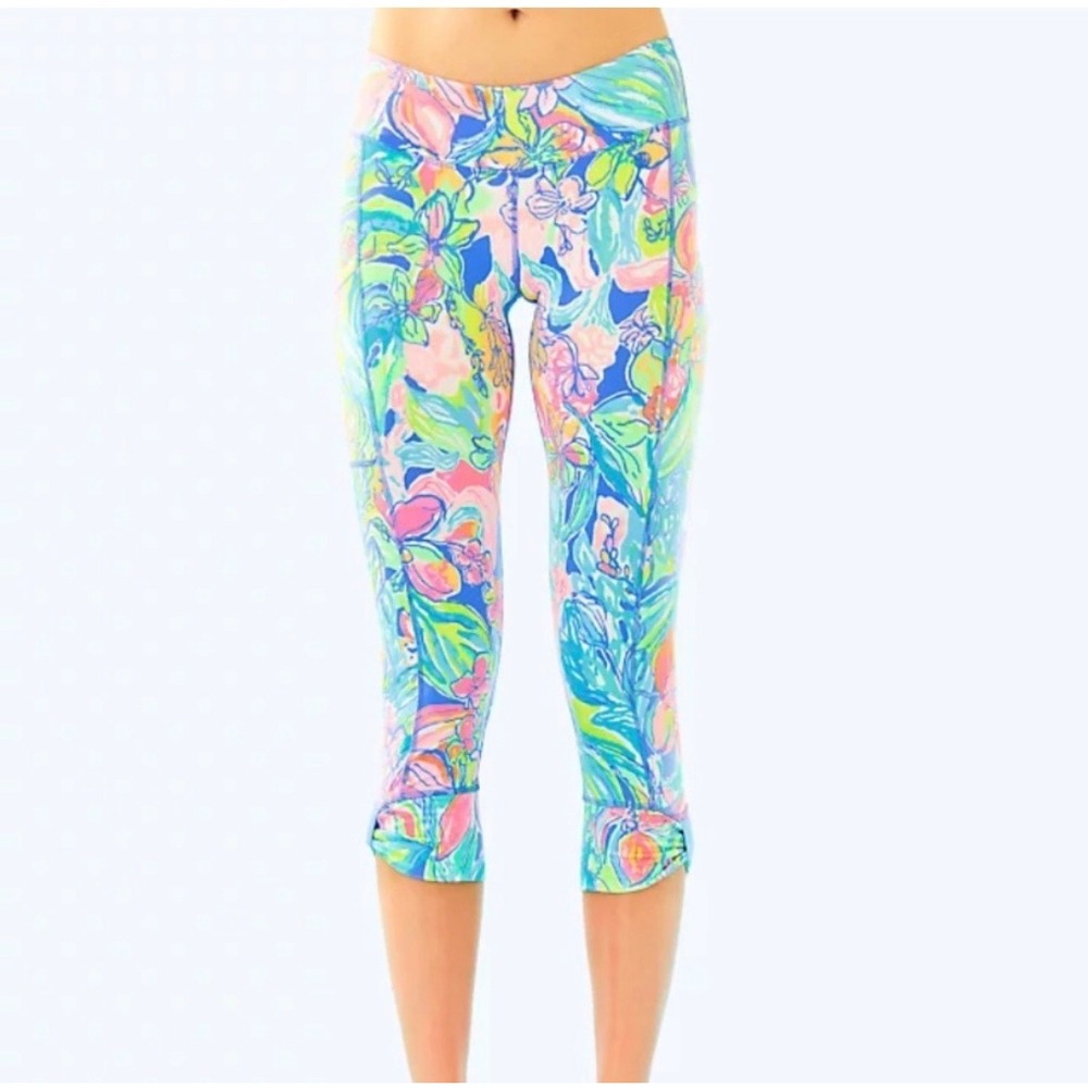 Women's Lilly Pulitzer Fara Weekender Crop Legging Bennet Blue Surf Gypsea sz XS